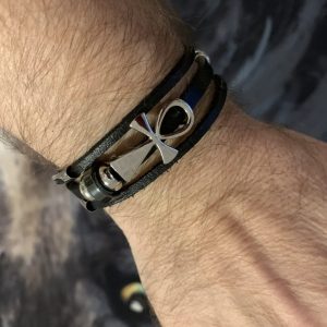 Bracelet homme Cuir et Croix de Hankh (croix de vie égyptienne)
