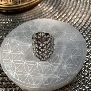 Bague ajustable Fleur de vie - argentée