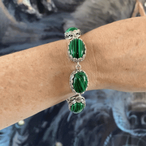Superbe bracelet rétro en pure malachite