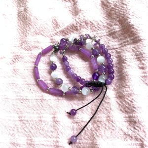 Lot de 3 bracelets en améthyste dont un réglable