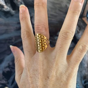 Bague ajustable Fleur de vie - couleur or