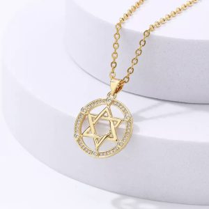 Pendentif Etoile de Salomon en acier inoxydable (talisman de protection)