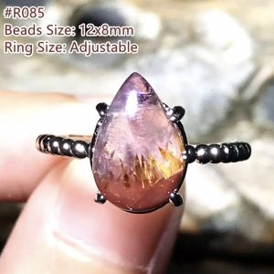 Bague réglable en Cacoxyénite - La Super Seven, la plus puissante et bénéfique des pierres !