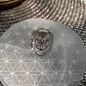 Bague ajustable Graine de vie - argentée