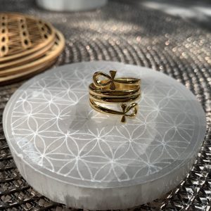 Bague ajustable Croix de Ankh Or